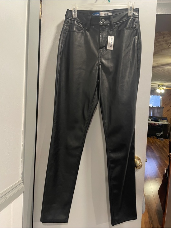 Old Navy Pants - Old Navy Black Faux Leather High-Rise OG Straight Pants NWT size 2 Tall